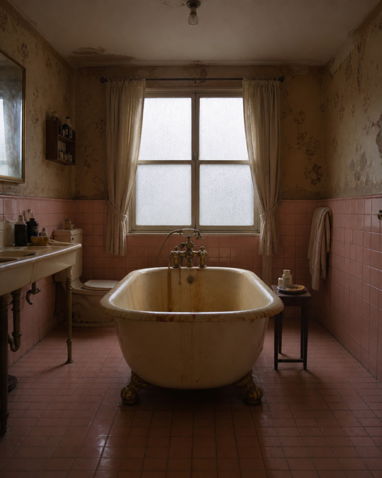 Before: dated 1970s pink-tile bathroom Wellesley MA, ready for renovation