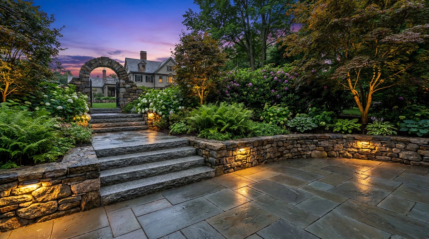Outdoor masonry fireplace Newton MA