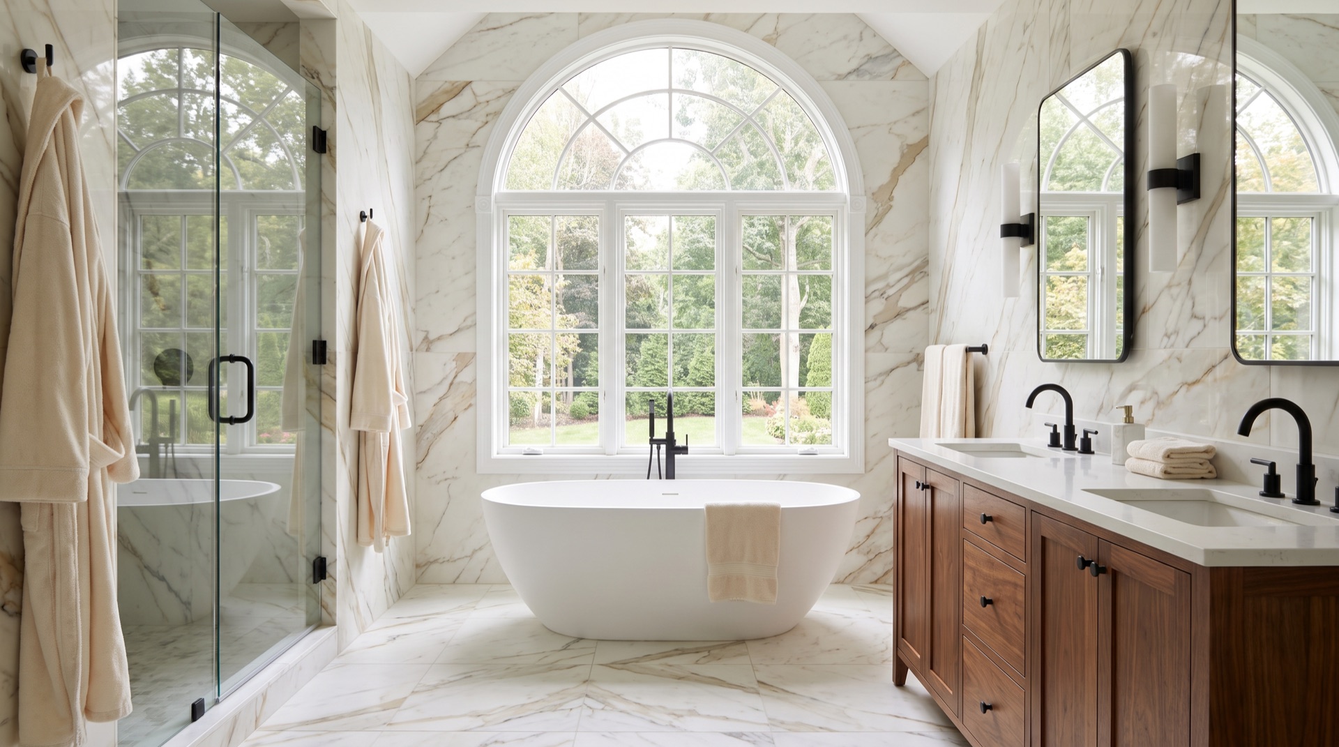 After: spa master bath Wellesley MA