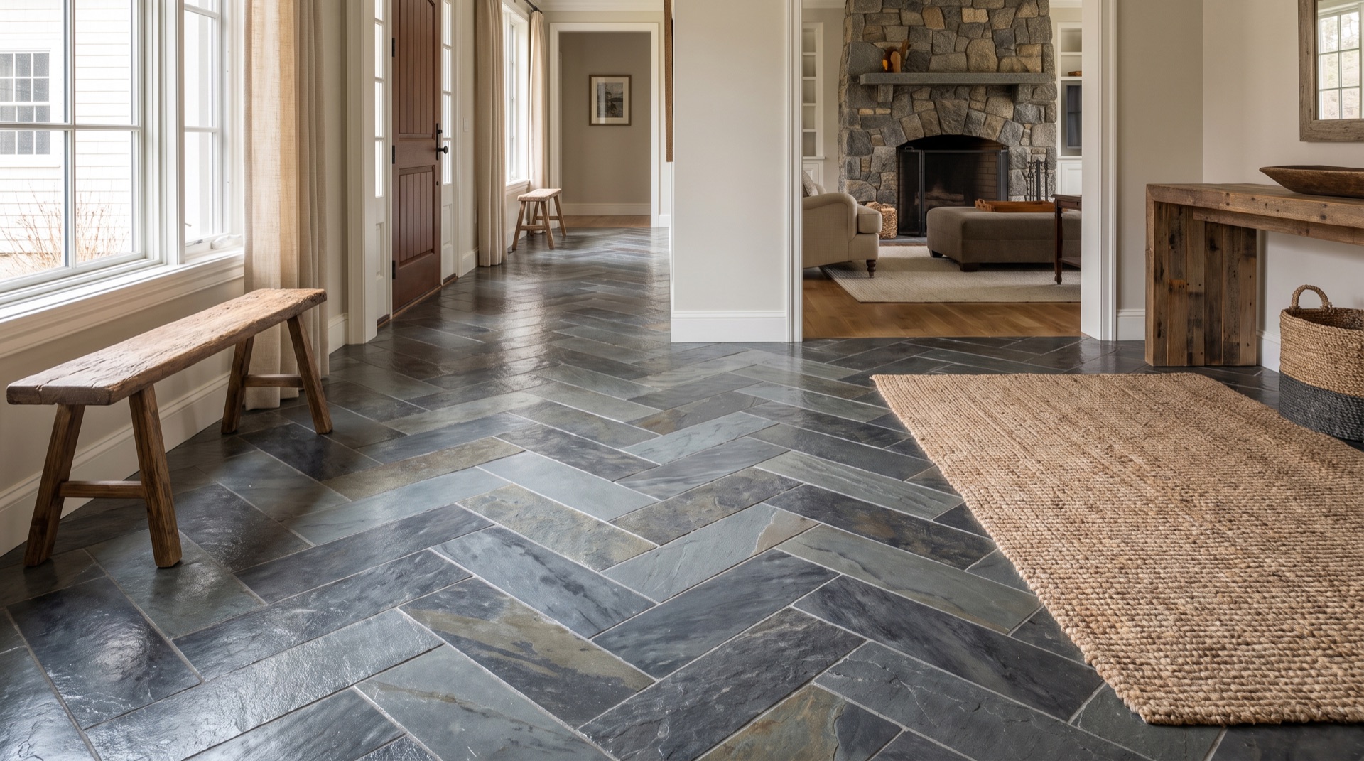After: premium bluestone tile and stone Winchester MA